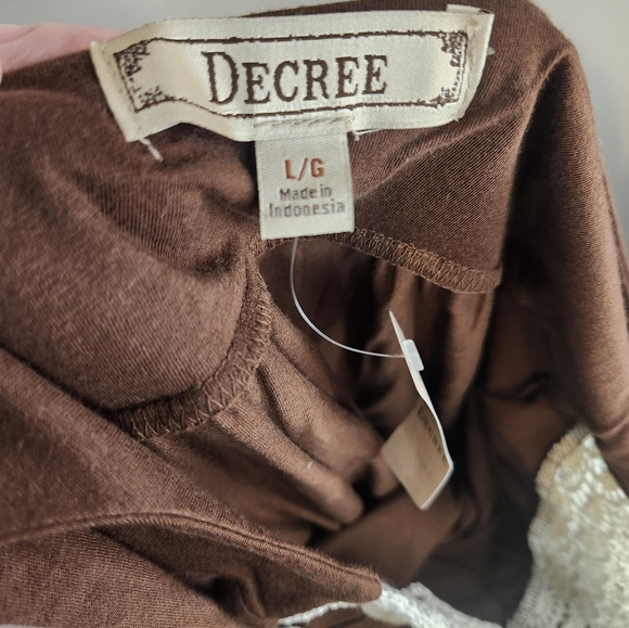 Decree Women's Potting Soil Brown Crochet Cotton Stretch Tank Top Size Large NWT - Picture 5 of 7